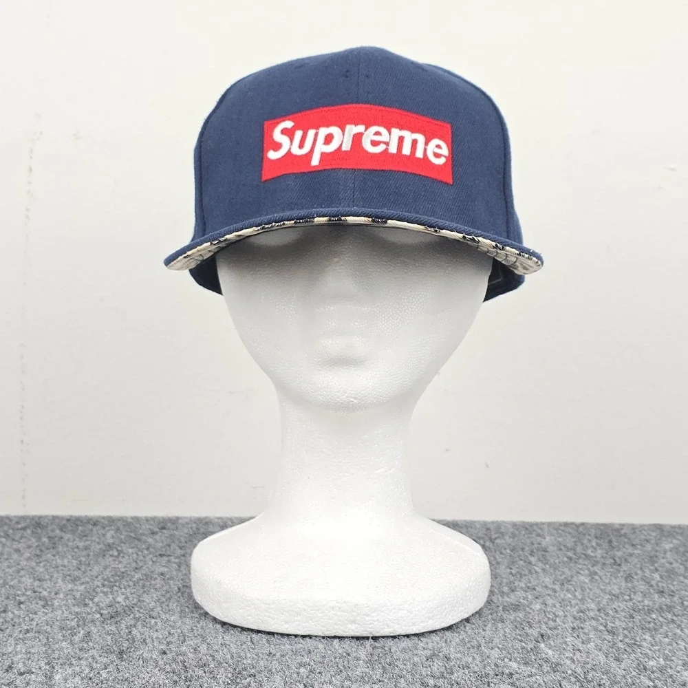 Supreme Navy Box Logo Leopard Brim USA Flag Snapback Hat World Famous Cap